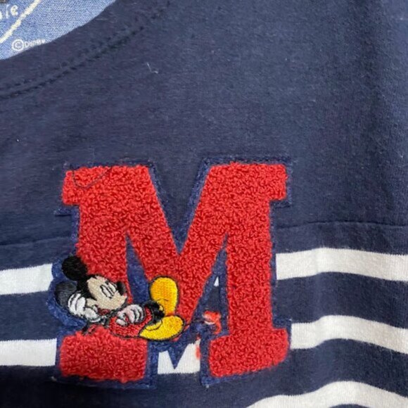 Disney Mickey & Minnie Women's Navy Blue White Striped T-Shirt Size Large - Picture 3 of 5